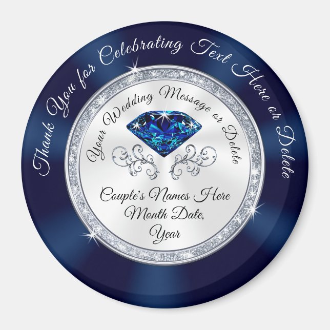 Cheap, Navy Blue Wedding Favors, Custom Wedding  Magnet (Front)