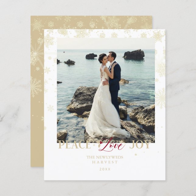 Cheap Newlyweds First Christmas Snowflakes Photo (Front/Back)