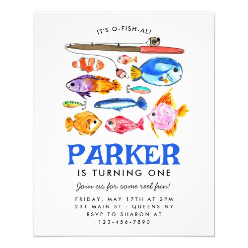 Cheap O_Fish_al Reel Fun Gone Fishing Birthday Flyer