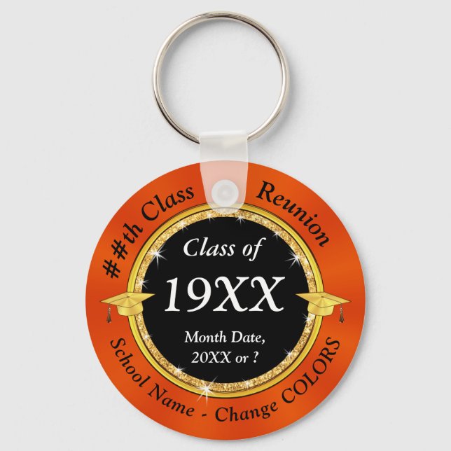 Cheap Orange and Black, Class Reunion Souvenirs Keychain (Front)
