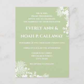 Cheap Pastel Sage Green Wedding Invitation Postcard