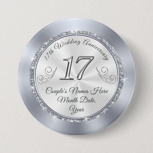 Cheap Personalized 17th Wedding Anniversary Pins