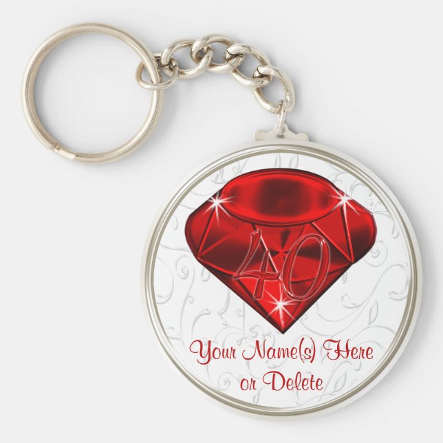 Cheap Personalized 40th Birthday Party Favors Keychain (Front)