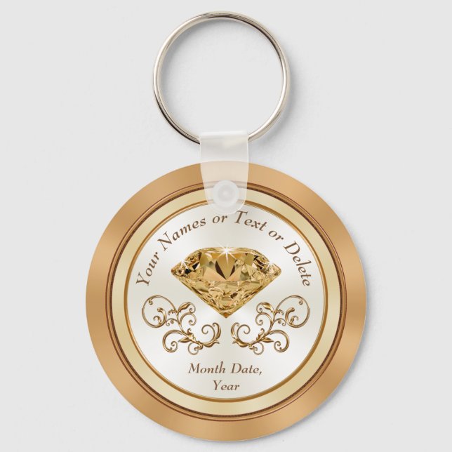 Cheap Personalized 50th Wedding Anniversary Favors Keychain (Front)