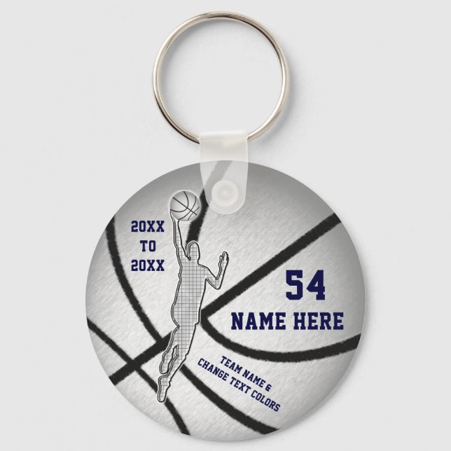 Cheap, Personalized Basketball Party Favors, BOYS Keychain (Front)