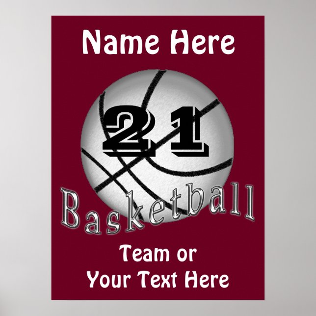 Cheap Personalized Basketball Posters YOUR TEXT (Front)