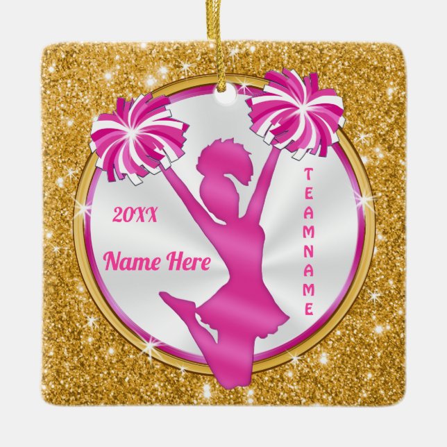 Cheap Personalized Cheerleading Gifts for Team Ceramic Ornament (Front)