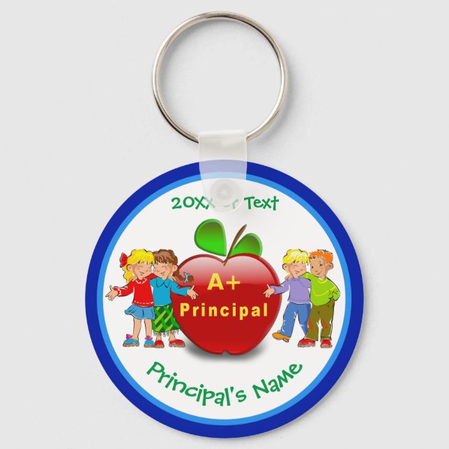Cheap Personalized Gift for Principal, Name, Year Keychain (Front)