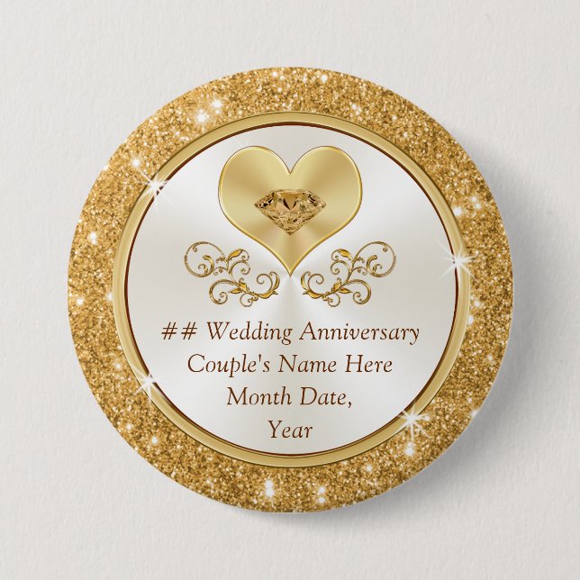 Cheap Personalized Golden Anniversary Party Favors Button (Front)