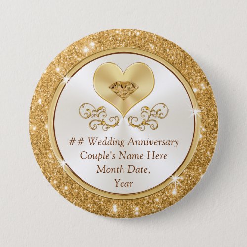 Cheap Personalized Golden Anniversary Party Favors Button