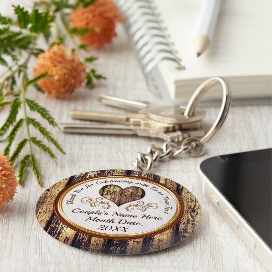 Cheap Personalized Rustic Wedding Gifts for Guests Keychain | Zazzle.com