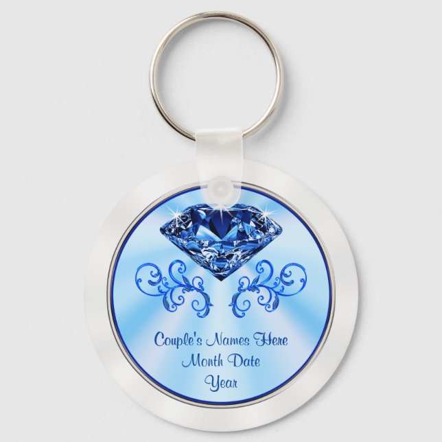 Cheap Personalized Sapphire Party Favors Keychain (Front)