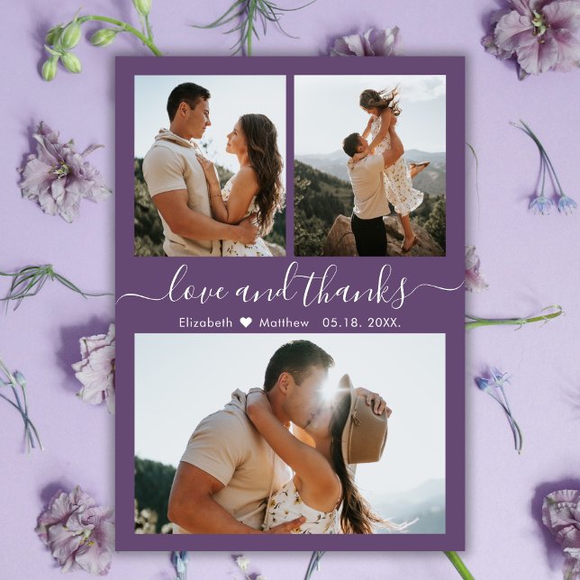 Cheap Photo Collage Mauve Wedding Thank You Flyer (Creator Uploaded)