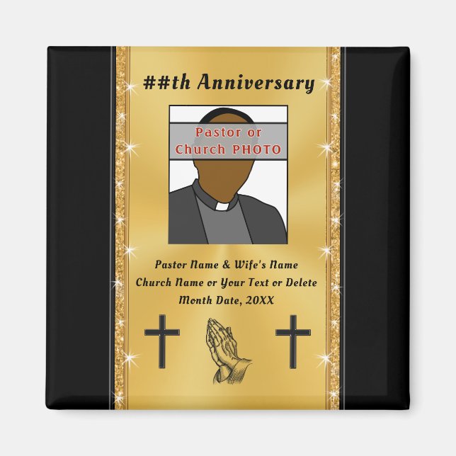 Cheap Photo Personalized Pastor Anniversary Favors Magnet (Front)
