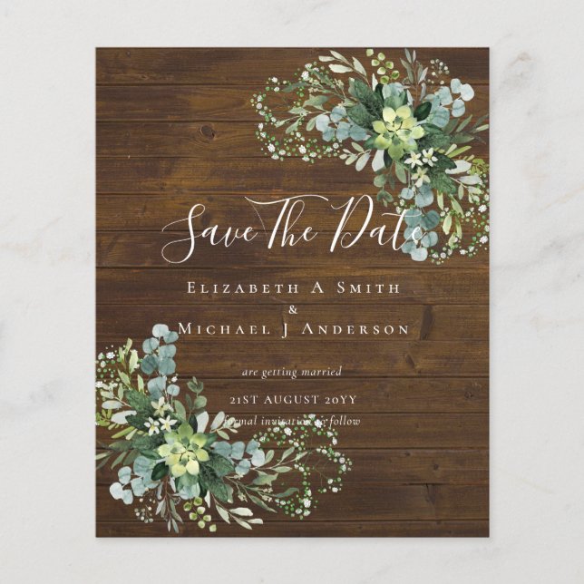 CHEAP Photo Save Dates Eucalyptus Leaves Greenery Flyer (Front)