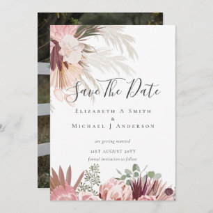CHEAP PHOTO SAVE DATES - Pampas Grass Burgundy