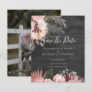 CHEAP PHOTO SAVE DATES - Pampas Grass Burgundy