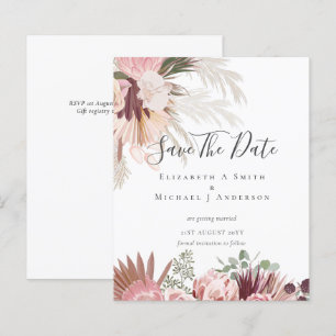 CHEAP PHOTO SAVE DATES - Pampas Grass Burgundy
