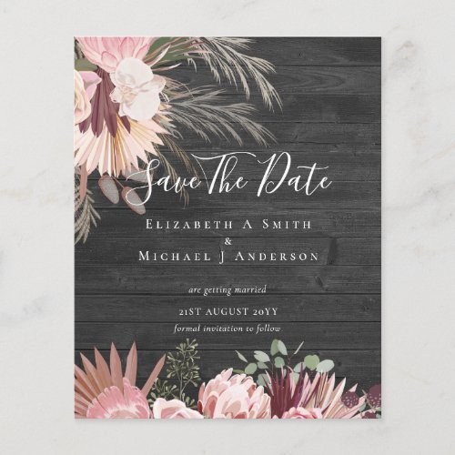 CHEAP PHOTO SAVE DATES _ Pampas Grass Burgundy Flyer