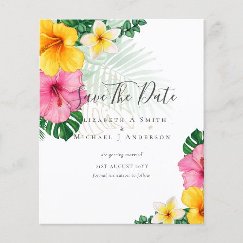 CHEAP Photo Save Dates TROPICAL FLOWERS Beach Flyer