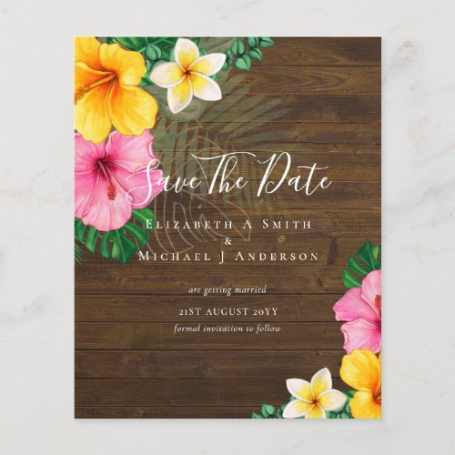 CHEAP Photo Save Dates TROPICAL FLOWERS Beach Flyer