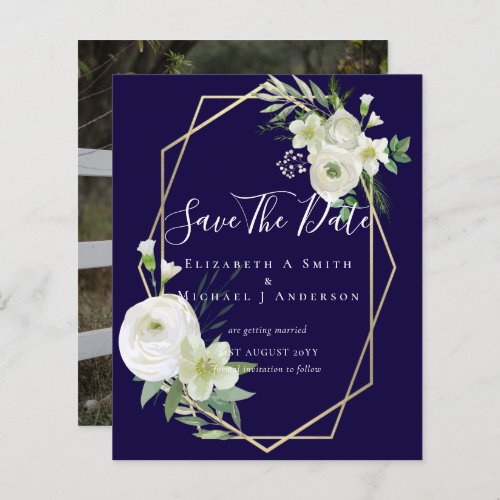 CHEAP Photo Save Dates White Floral Greenery Leaf