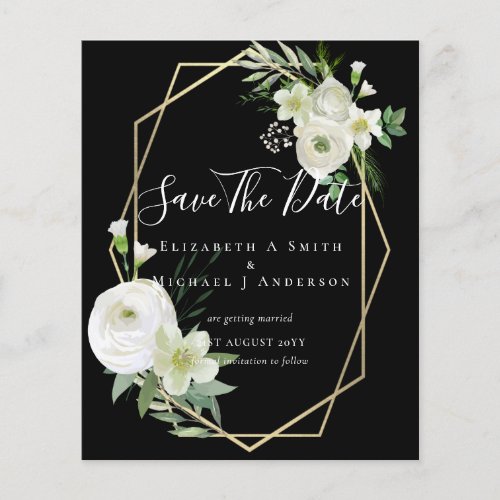CHEAP Photo Save Dates White Floral Greenery Leaf Flyer