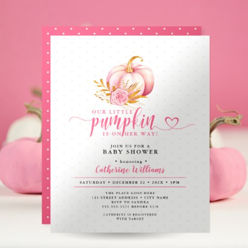 Cheap Pumpkin Boho Pink Gold Floral Baby Shower  Flyer