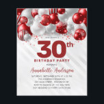 Cheap Red Silver Balloon Glitter 30th Birthday Flyer<br><div class="desc">Modern Glam Burgundy Red Silver Balloon Glitter Sparkle Any Age Birthday Invitation</div>