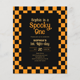 Cheap Retro Spooky One Halloween Birthday Flyer