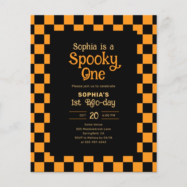 Cheap Retro Spooky One Halloween Birthday Flyer (Front)