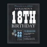 Cheap Rustic Chalkboard Blue Balloon 18th Birthday Flyer<br><div class="desc">Rustic Vintage Chalkboard White Blue Balloon 18th Birthday Party Invitation</div>