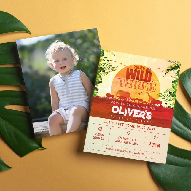 Cheap Safari Animal Young Wild & 3 Photo Birthday (Creator Uploaded)