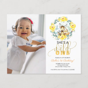 Cheap She's A Wild One Photo First Birthday Invite
