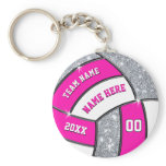 Cheap Silver, Pink and White Volleyball Keychains