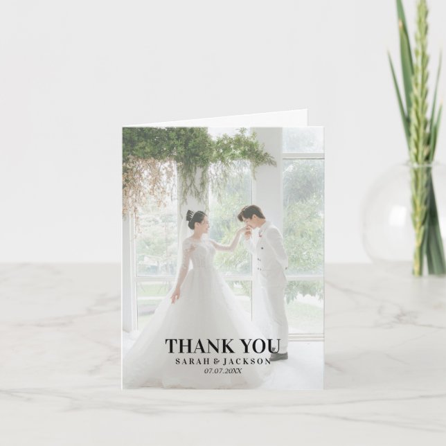 Cheap Simple Script Letterpress Thank You Card (Front)