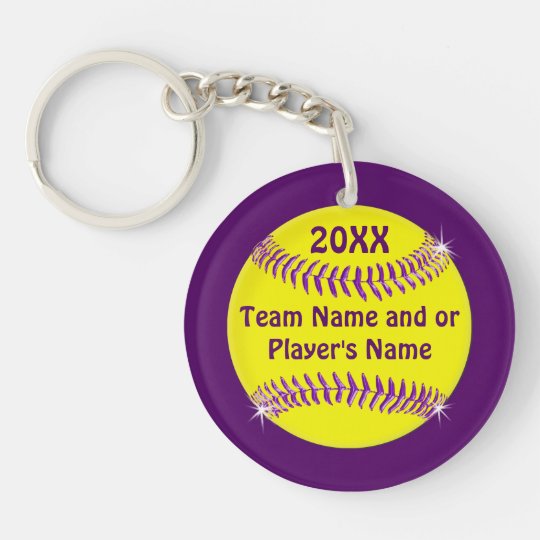 Cheap Softball Gift Ideas Your Colors And 2 Text Keychain