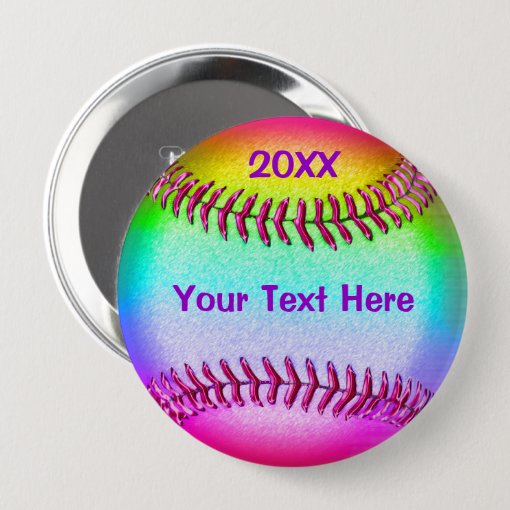Cheap Softball Gifts for Girls YOUR TEXT and YEAR Button Zazzle