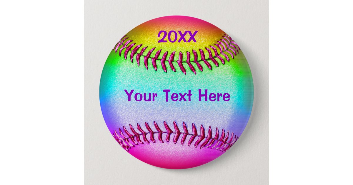 Cheap Softball Gifts for Girls YOUR TEXT and YEAR Button Zazzle