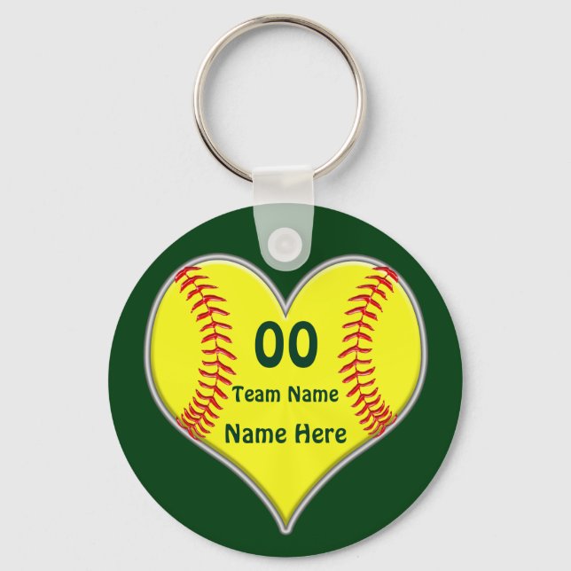 Cheap Softball Gifts with Your Text and Colors Keychain (Front)