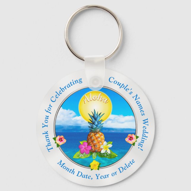 Cheap Stunning Hawaiian Wedding Favors Your Text Keychain (Front)