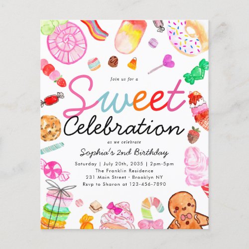 Cheap Sweet Celebration Kids Candyland Birthday Flyer