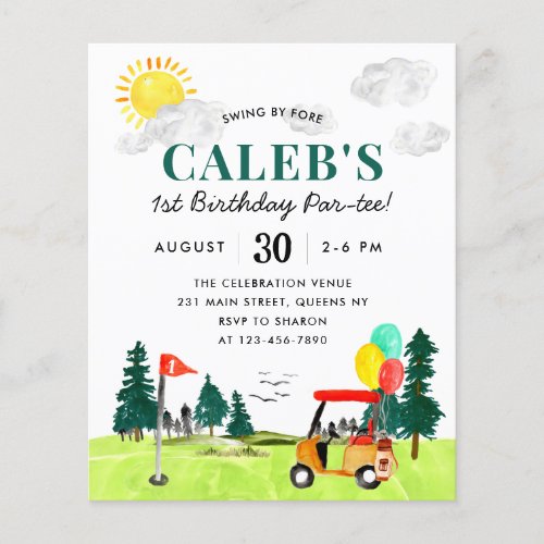 Cheap Swing By Fore a Par_tee Kids Golf Birthday  Flyer