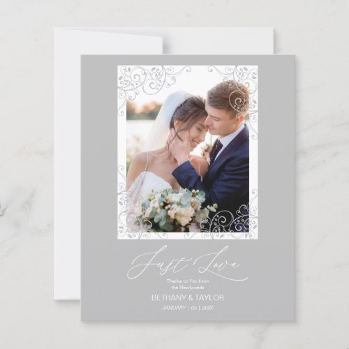 Cheap Swirly Flourish Grey Ornament Photo Newlywed