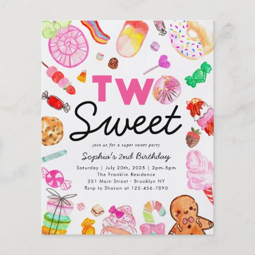 Cheap TWO SWEET Candy Kids Candyland Birthday Flyer