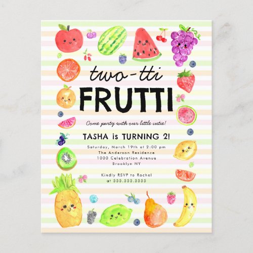 Cheap TWO_tti Frutti Summer Fruit 2nd Birthday Flyer