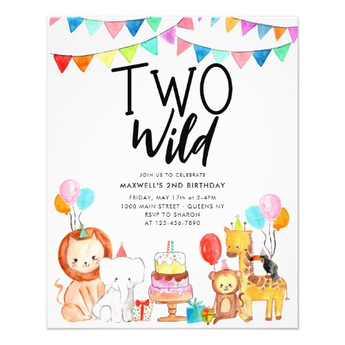 Cheap TWO WILD Safari Party Animals 2nd Birthday Flyer