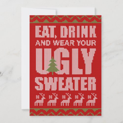 Cheap Ugly Sweater Christmas Party Invitation