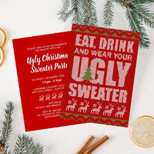 Cheap Ugly Sweater Christmas Party Invitation