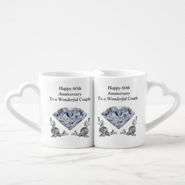Cheap Unique Diamond Wedding Anniversary Gifts Coffee Mug Set (Front Nesting)